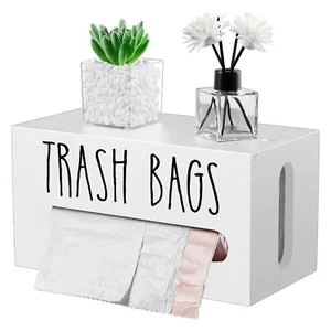 Wooden Garbage Bag Dispenser Wall Mounted Storage Rack Kitchen Plastic Rack ! - Picture 1 of 14