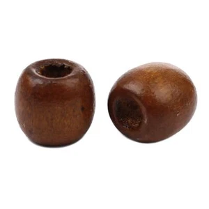 200 Stained Coffee Brown Large Hole Macrame Wood Beads 17mm x 16mm Diameter 7... - Picture 1 of 2