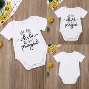Newborn Infant Baby Girl Outfit Romper Letter Tops Round Neck Bodysuit Clothes - Picture 1 of 7