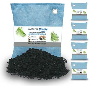 5-PK Long Lasting Odor Eliminator Activated Coconut Charcoal Odor Absorber Bags - Picture 1 of 8