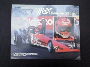 Larry Minor Miller 1986 cerveza Pennzoil NHRA folleto postal de colección - Imagen 1 de 2