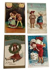 Vintage 1910-12 Christmas holiday post cards inscribed set of 4