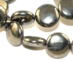 CUENTAS DE BOTÓN MONEDA CÍRCULO REDONDO PLANO PIEDRA PRECIOSA PIRITA HIERRO PALAZZO 14 MM 7 pulgadas - Imagen 1 de 1