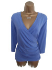 RALPH LAUREN niebieska bluzka sztuczna chusta koszula top UK 14 elegancka casual