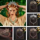 Baroque Style Earrings Necklace Crown Shiny Women Tiara  Wedding
