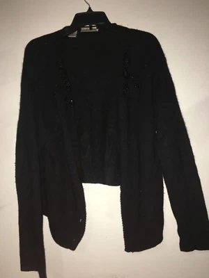 Cárdigan Suéter Rafaella Talla L Negro Angora Cabello de Conejo Corderos Lana Cuentas Mujeres Foto 1 de 4