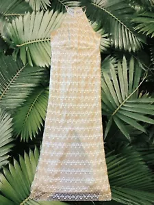 Vintage 80's 90's Retro Long White Dress Gold Tone Accents - Picture 1 of 8