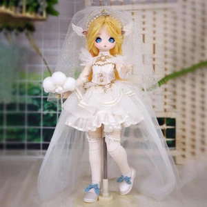 1/4 BJD Doll SD Joint Vinyl Face Makeup Girl Cartoon Eye Full Set Princess Dress - Bild 1 von 5