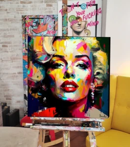 Quadro moderno astratto Marilyn Monroe dipinto a mano dipinto italiano firmato - Foto 1 di 2