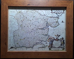 Antique Repro Framed 11"x8.5" Map of Essex, England c.1640-44 - Picture 1 of 6