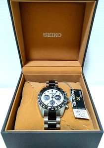SEIKO PROSPEX SPEEDTIMER SBDL101 Reloj Solar Plata Panda Blanco Acero Inoxidable - Imagen 1 de 16