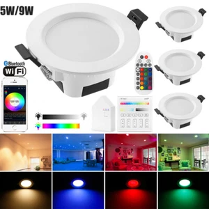 RGB+CW+WW LED Luz empotrada 5W 9W Foco empotrada Lámpara de techo Juego Punto de instalación - Imagen 1 de 30