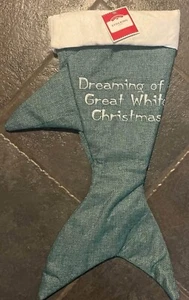 “ Dreaming of a Great White Christmas” 19” SHARK STOCKING NEW - Picture 1 of 2