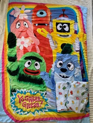 Juego de cama Yo Gabba Gabba 3 piezas edredón plano y ajustable cuna niño pequeño Foto 1 de 4