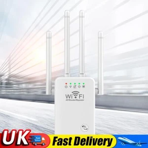 WiFi Extender Booster 2.4 GHz 300Mbps Easy Setup 4 Antenna Long Range (White US) - Bild 1 von 8
