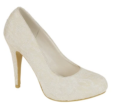 SUPPLIED BY CHIC FEET WOMENS LADIES IVORY SATIN & LACE HIDDEN PLATFORM WEDDING SHOES SIZE 3 - 8 UK