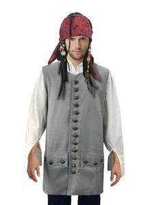 exacto Pirata Chaleco Jack Sparrow Halloween Disfraz de fantasía - Imagen 1 de 6