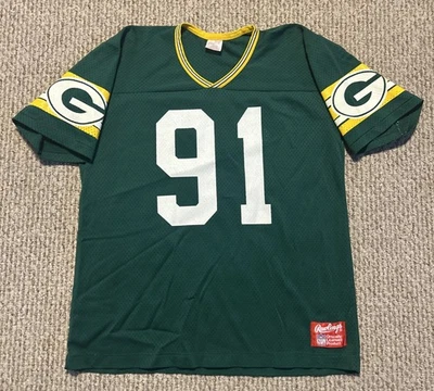 Camiseta deportiva vintage Rawlings hecha en EE. UU. NFL Green Bay Packers #91 talla grande Foto 1 de 4