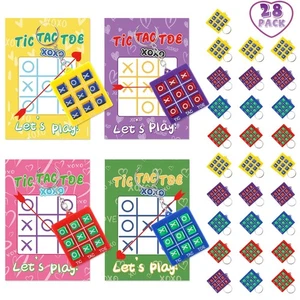 28 Pack Tic-Tac-Toe Keychains, Valentines Day Gifts Cards for Kids Classroom ... - Picture 1 of 6