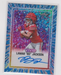 2025 Leaf Vivid Lamar "BO" Jackson Blue Shimmer Auto Autograph #6/6 Ohio State - Bild 1 von 2