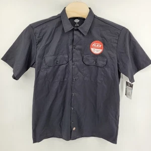 DICKIES FLEX Relaxed Fit Shirt Large Black Button Short Sleeve Work WS675BK - Picture 1 of 8