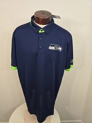 Camisa Polo Seattle Seahawks Para Hombres XXL 2XL Azul Verde Neón Nueva Con Etiquetas Foto 1 de 4