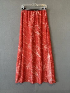 Trouve Damen orange weiß geometrischer Druck langer doppelter Seitenschlitz Komfort Rock M - Bild 1 von 7