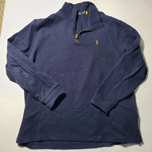 Polo Ralph Lauren Men’s XL Navy Blue French Rib 1/4 Quarter Zip Pullover Sweater - Picture 1 of 4