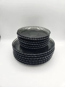 Vintage Libbey Rauchgrau Swirl Glas Teller 6 Sets Speise- und Brotteller - Bild 1 von 6