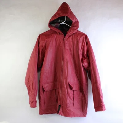 Chaqueta de lluvia vintage Misty Harbor roja para mujer talla mediana defectuosa Foto 1 de 4