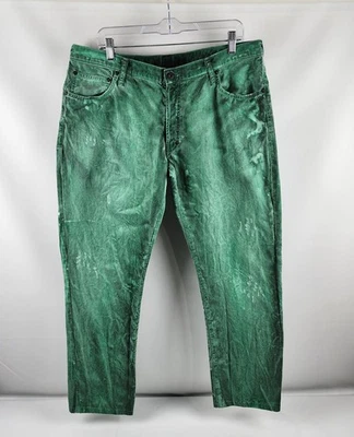 PRPS Jeans Men 38x30 Green Tie Dyed Bleach Distressed Button Fly Barracuda Denim - Image 1 of 4