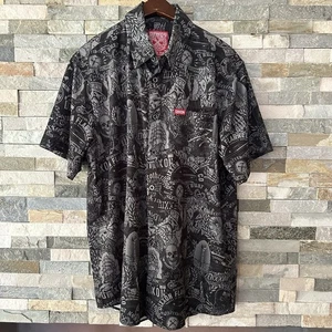 DIXXON The Overload Short Sleeve Button Up Shirt Mens L Biker Tattoo - Picture 1 of 9