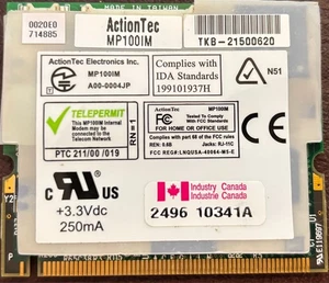 Vintage ActionTec MP100IM Internal Modem TRA - 2496 10341a - Picture 1 of 1