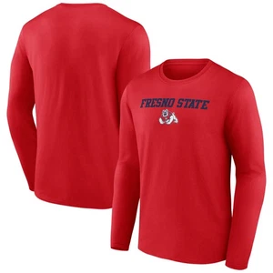 Men's Red Fresno State Bulldogs School Name Long Sleeve T-Shirt - Picture 1 of 3