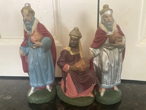 Three vintage crib figures. Christian nativity Christmas. 5.25” And 4.25”. - Picture 1 of 5