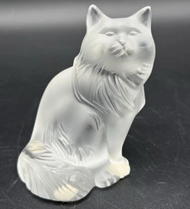 Lalique France Frosted Glass Sitting Cat Figurine 3 1/4" Tall - Picture 1 of 14