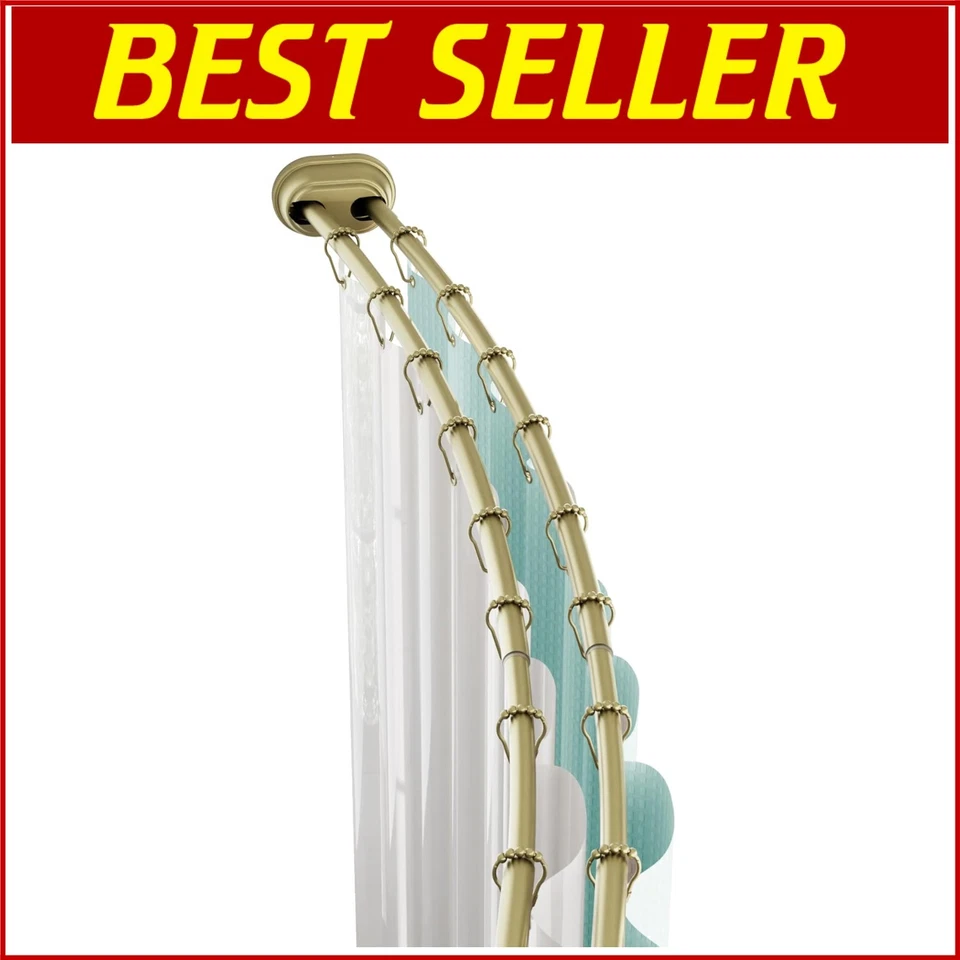 Elegante varilla de ducha doble curva dorada - a prueba de óxido, sin taladro, ajustable 50-72 pulgadas Foto 1 de 4