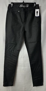 NWT Seven 7 Womens Ultra High Rise Black Coated Skinny Pants Slacks Size 6 - Picture 1 of 9