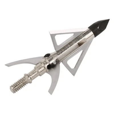 6Pcs 4 Blade Hybrid Mechanical Broadhead 125Grain Steel Ferrule Silver Arrowhead - Image 1 of 4