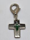 Divine World Missionaries Silver Tone Metal Cross Carm With A Green Enamel Cross