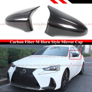 FOR 14-2020 LEXUS IS200 300 350 M HORN STYLE CARBON FIBER SIDE MIRROR COVER CAP - Picture 1 of 5