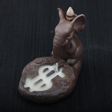 1pc Ceramic Incense Burner Backflow Incense Holder Elephat Style Desktop Adornme