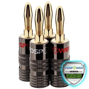 4x Dual Screw Audio Gold Plated Speaker Cable Wire Connector 4mm Banana Plug - Picture 1 of 6