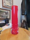 #A72 Blown Glass Red And Clear Glass Vase 12.5" In Tall 3.75" In At The Bottom