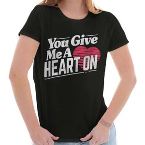 Funny Valentine's Day you Give Me A Heart On Womens Top Junior Graphic Tee - Picture 1 of 9