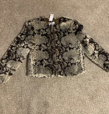 Abrigo Chaqueta Bb Dakota Piel Sintética Patrón Serpiente Gris Crema Marrón Negro Talla Med $138 Foto 1 de 4