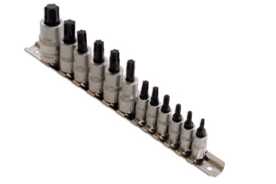 Laser Tools Torx Star Bit SOCKET Set 1/4 Drive 3/8 Drive 1/2 12 Pce T10   T60 - Image 1 of 4