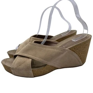 Cordani Sandal Women's Beige Suede Slip On Wedge Size 9.5 - Picture 1 of 10