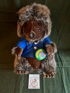 Merry Thought Trusty the Hedgehog Stuffed Animal 10" England w/ Pin Blue Jacket - Picture 1 of 12