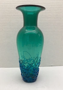 Blau grün Kunstglas mundgeblasen signiert Vintage Lothringen? 9,5 zoll - Bild 1 von 11